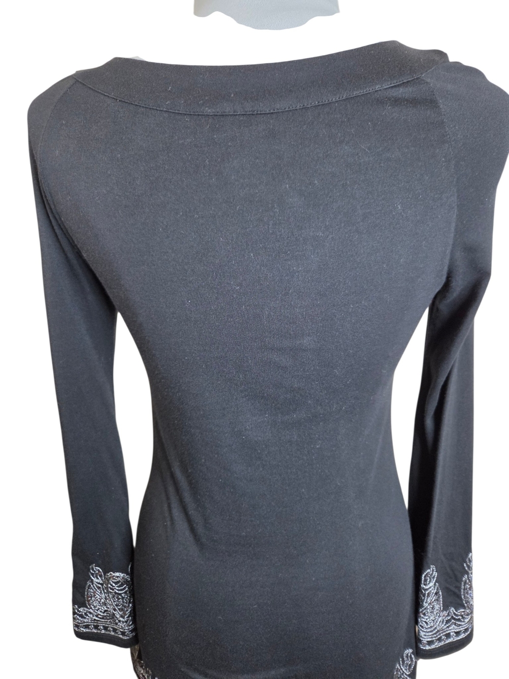 INC International Concepts Black Embroidered Tunic Top | Medium | Metallic V-Nec - Picture 10 of 16